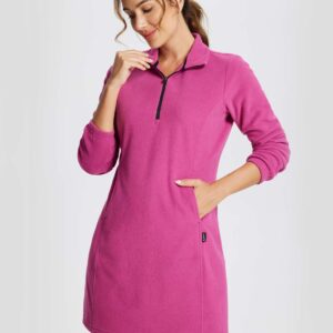 Long-Sleeve Quarter Zip Thermal Tunic Dress