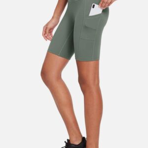 Women's 8 High-Waisted Compression Biker Shorts with Side Pockets