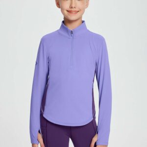 Baleaf Fleece Half-Zip Curved Hem Long-Sleeve Shirt