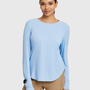 Rounded Hem Slim Crew Neck Long Sleeve