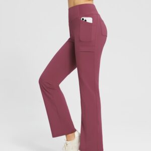 High-Waist Fleece-Lined Straight-Leg Yoga Pants