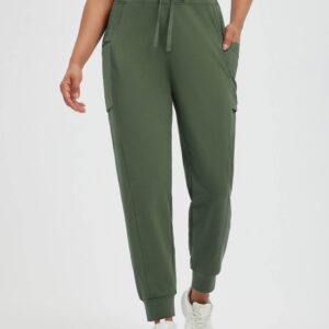 Women's Running Patchwork Pockets Fleece Cuffed Pants
