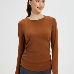 Side-Ruched Long-Sleeve Yoga Top