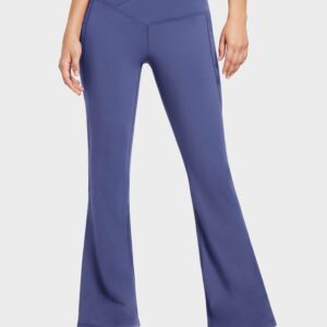 Crossover Waist Fleece Yoga Flare Pants