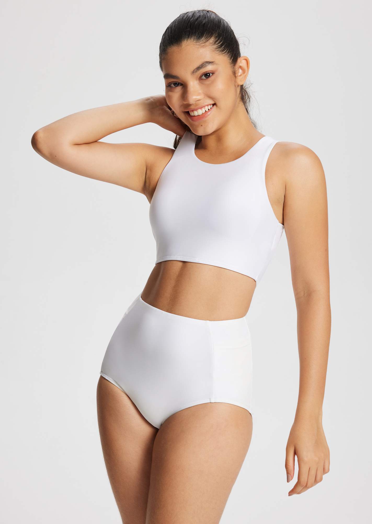 Women's Solid High-Neck Swim Bra Top